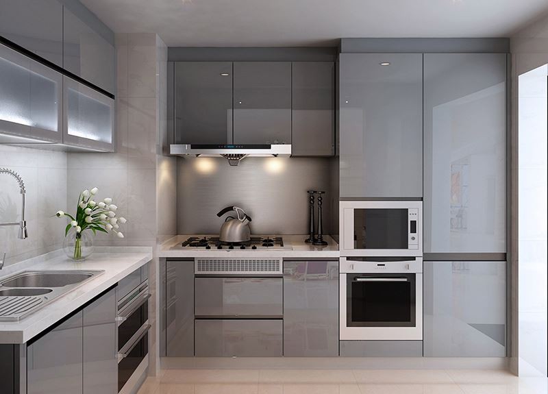 grey gloss lacquer cupboards