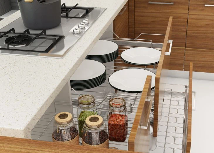 Modern Wood Grain Kitchen Cabinets