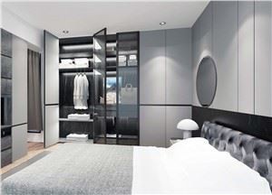 Gri Hazır Yatak Odası Gardırop